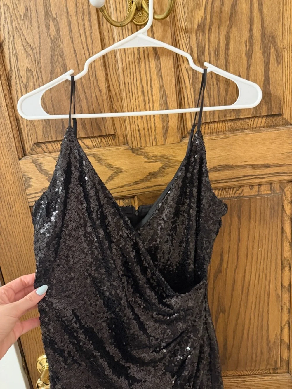 B. Smart Black Sequin Mini Dress with Spaghetti Straps NWOT - Picture 2 of 7